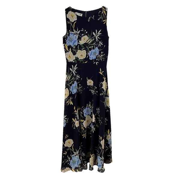 HOBBS‎ LONDON CARLY MIDI FLORAL DRESS Navy Sleeveless Tea Brunch Wedding Women 4 - Picture 3 of 16